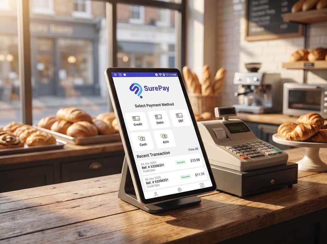 Selecting credit, debit, EBT, cash or ACH on the terminal.