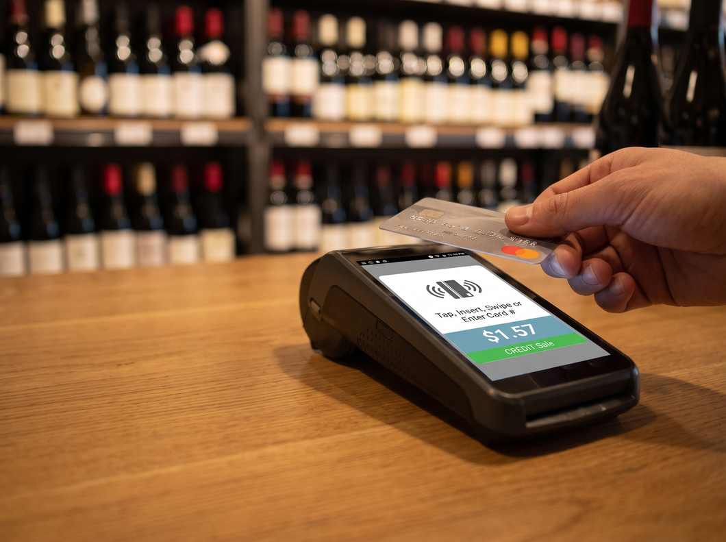 Tap, insert or swipe prompt with the surcharge shown.